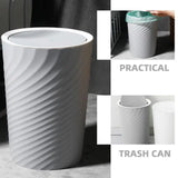 10L-12L Trash Bin with Swing Lid Plastic Waste Basket Office Trash Household Living Room Can Waste Paper Rubbish Trash Can