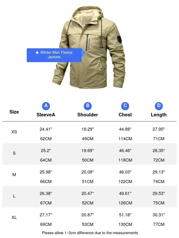 Winter Men's Warm Padded Jackets Fashion Men Fleece Lined Thermal Hooded Coats Men Mountain Ski Windbreaker Jackets Clothing - Lootquake