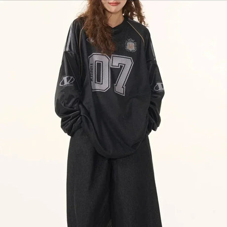 New Y2k Long Sleeve T Shirt Men and Women Harajuku Retro Letter Print Knitted Loose Sweatshirt Hip Hop Punk Long Sleeve Clothes - Lootquake