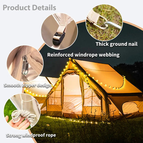 4-6 People Inflatable Tent with Pump Portable Blow Up Tent Easy Set-up Air Tent，4 Season Inflatable Tents for Camping - Lootquake