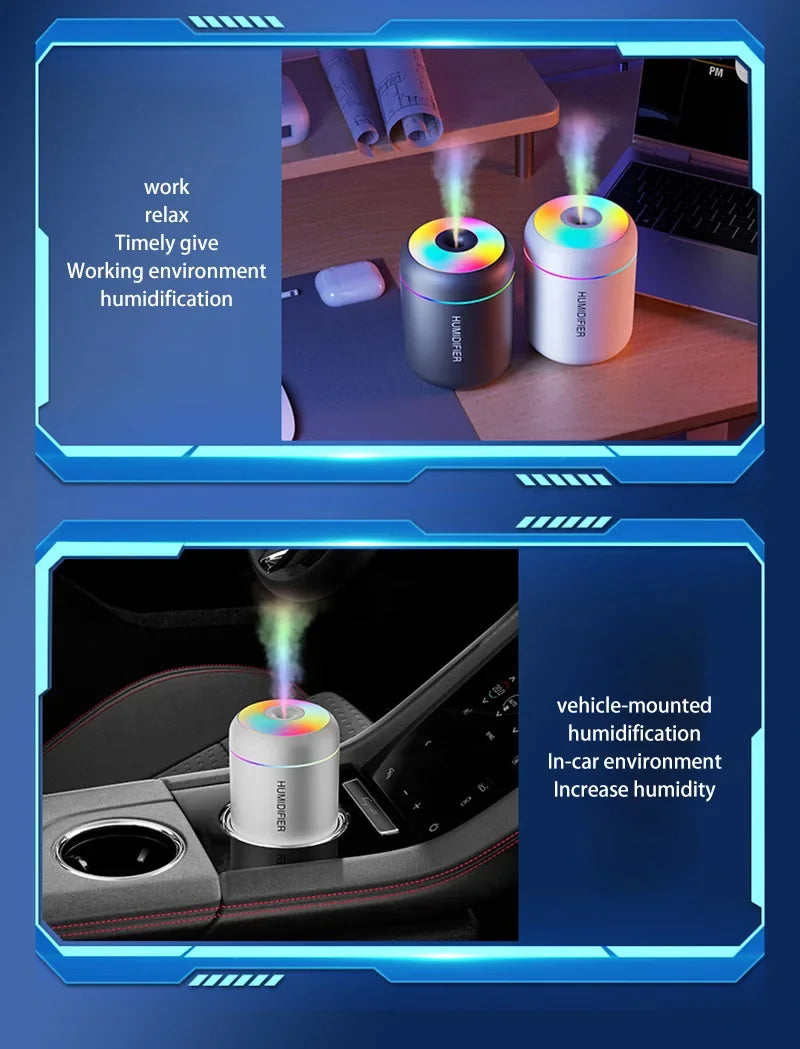 Mini Car Air Humidifier USB Electric Aroma Diffuser Essential Oil Purifier Aromatherapy Mist Maker Lights in Car Home