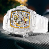 Luxury men's watch onola plastic transparent hollow full automatic mechanical watches men waterproof clock - Lootquake