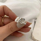 New Trendy Metal Glossy Ball Shape Ring for Women Men Europe America Round Semicircle Personality Hip-Hop Punk Jewelry Accessory - Lootquake