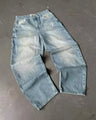 2023 New American Harajuku retro skull print straight high waist Y2K women's washed grey jeans Streetwear Gothic wide trousers - Lootquake