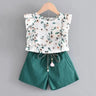 Bear Leader - Conjuntos de verano para niños de 3 a 7 años, camiseta azul con flores de gasa y pantalones informales