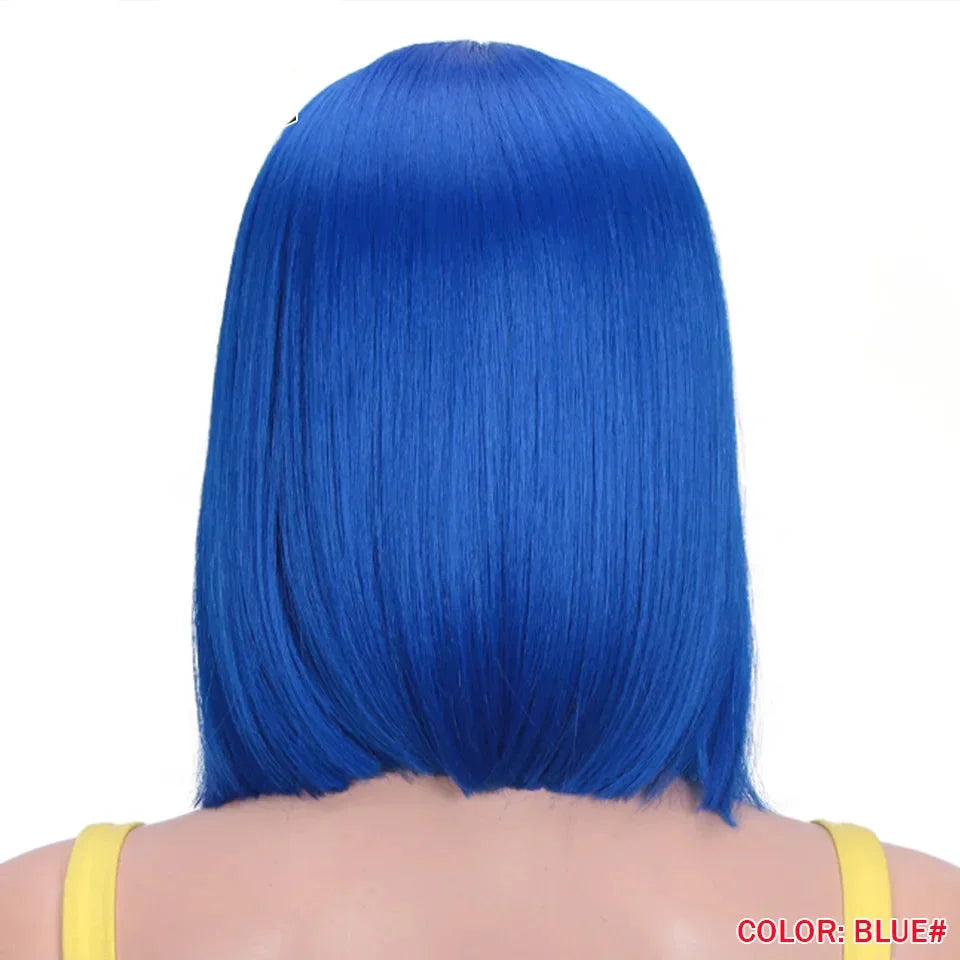 10 Inch Ombre Brown Straight Short Bob Wig | Synthetic Lace Front Wigs for Women (Heat Resistant Fiber, Cosplay & Daily Use)