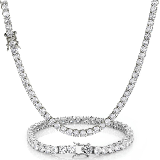 Hip Hop Jewelry Brass Setting CZ Tennis Chain Necklace Gold/Silver Color Iced Out AAAAA Cubic Zirconia Chain - Lootquake