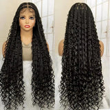 Bohemian knotless braids Full lace wig Natural black or  28"-30" Curly for black women