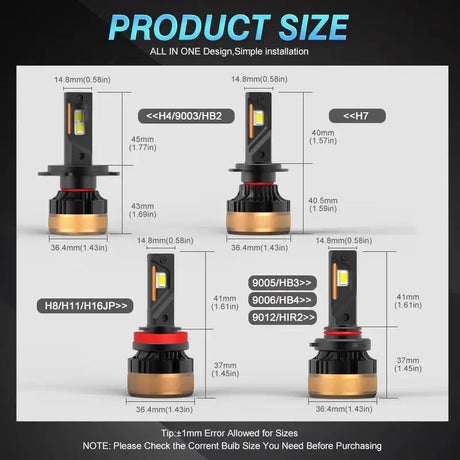 2x 170W 30000LM H4 H7 H8 H11 Car LED Headlights Bulb Fog Light With Canbus No Error 9005 9006 HB3 HB4 Car LED Headlamp Kit - Lootquake