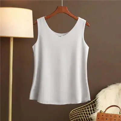 Original New Arrival 2024 Summer Fashion Brand Sleeveless Top Women's Chiffon Shirt Loose Plus Size Show Clothing Shirt Blouse - Lootquake