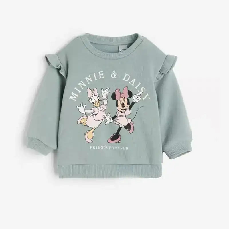 Kids Long Sleeve Outfits Minnie Print Sweatshirt +Pants 2 Piece Set Baby Girls Spring Autumn Clothing Cute Hoodies Trousers Suit - Lootquake