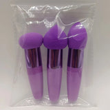 Lot de 3 pinceaux de maquillage pour femme, houppette à tête de champignon, pour fond de teint, correcteur, estompeur, avec manche lisse, outils de beauté