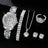 6PCS Women Watch Luxury Elegant Alloy Watch Crystal Wristwatch For Ladies Gift Quartz Watch Alloy Rhinestone Bracelet Montre - Lootquake
