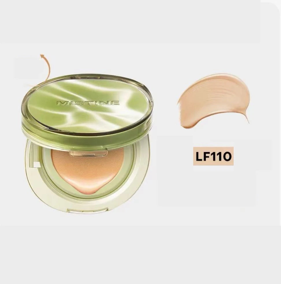Base de maquillaje Mistine Air Cushion con acabado natural y húmedo, crema hidratante y nutritiva en polvo para piel seca, 13 g x 2