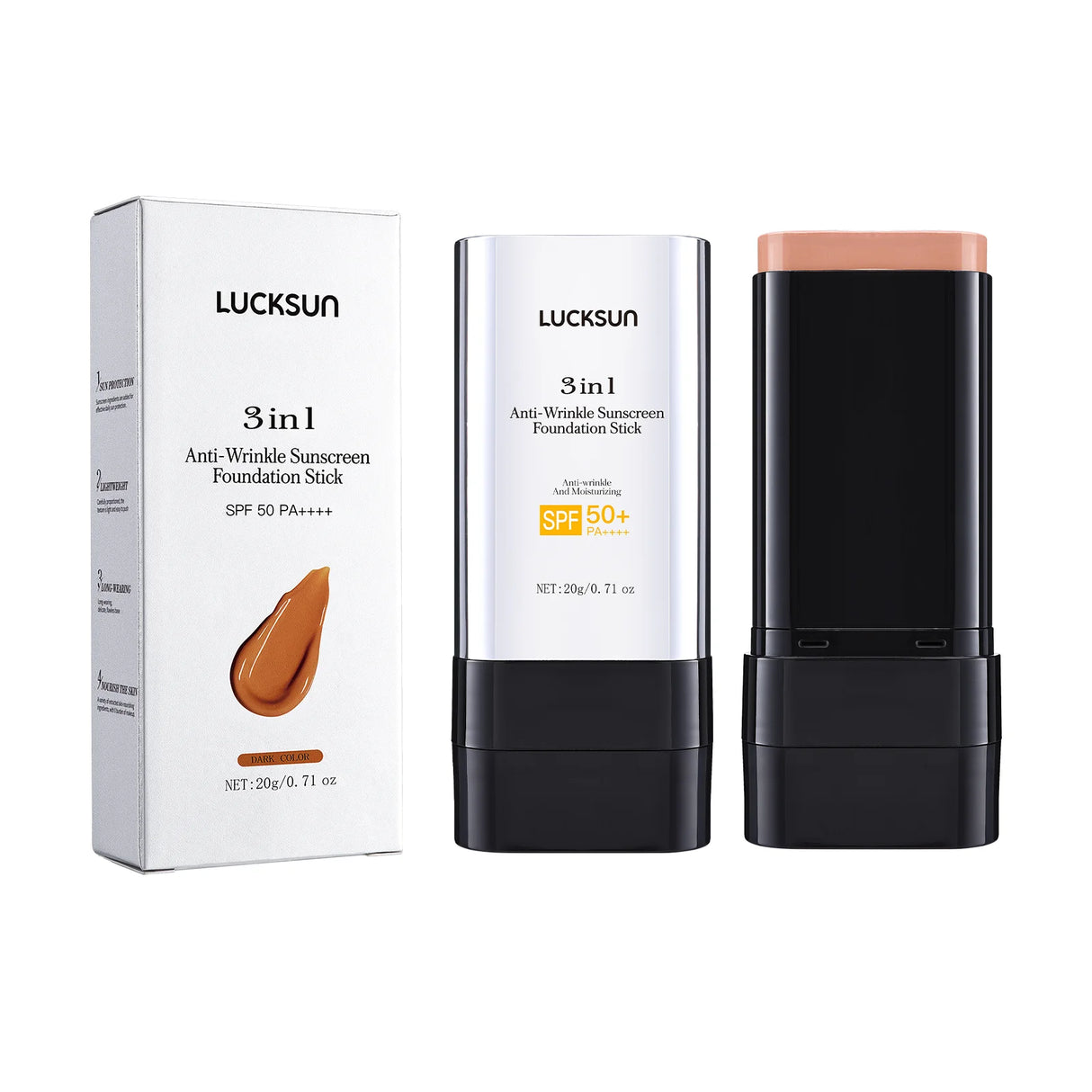 Base de maquillaje en barra de 3 colores, resistente al agua, duradera, control de grasa, alta cobertura, maquillaje para acné, suave, hidratante, corrector.