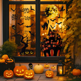 Halloween Pumpkin Window Sticker Haunted House Bat Ghost Glass Wall Sticker Room decor Trick or Treat Halloween Party supplies