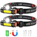 USB Rechargeable Portable Mini Powerful LED Headlamp XPE+COB Hunting Headlight Waterproof Head Torch with Tail Magnetic - Lootquake