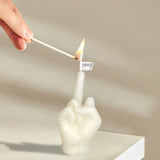 Vela perfumada con forma de dedo medio, divertida estatua de vela, decoración de escritorio, vela con gesto de la mano para el hogar y el dormitorio.