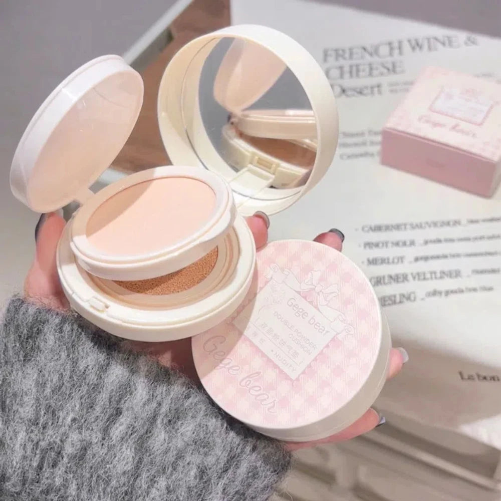 Polvos compactos mate para rostro, control de aceite, cobertura total natural, hidratante, blanqueador, base de maquillaje en crema, 2 en 1 cosmético