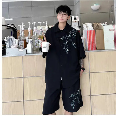 S-4XL Plus Size Men's Hawaiian Shirt Short Sleeves Flower Embroried Single Button Turn Down Collar Summer Beach Casual Shirts - Lootquake
