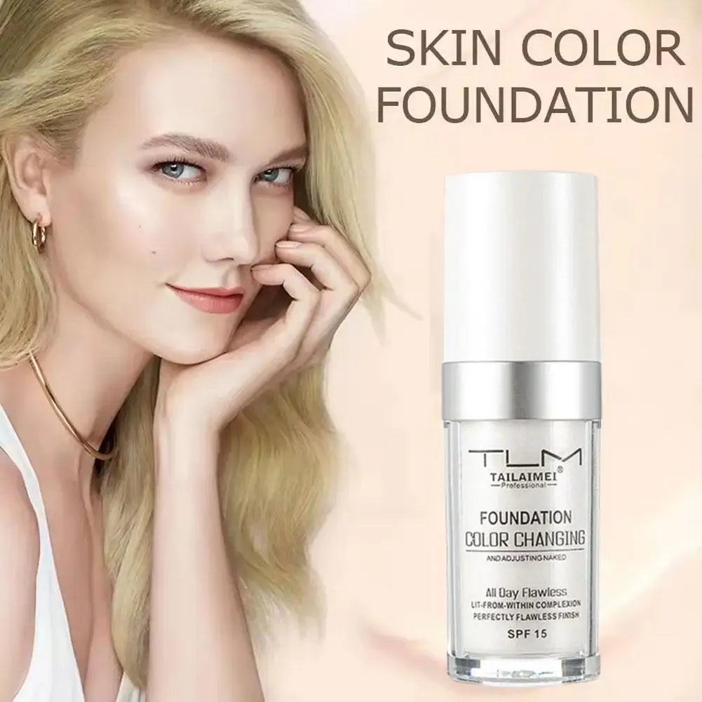 Base de maquillaje líquida que cambia de color, disimula arrugas y líneas de expresión, crema BB, corrector, prebase hidratante, para todo tipo de piel, FPS 15.