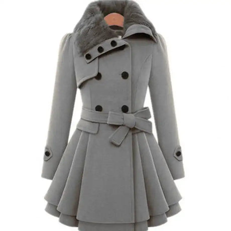 Winter Women's Jacket Windbreaker Warm Plush Thick Clothes Double Breasted Belt Autumn And Winter Korean Style Slim Lapel Coat - Lootquake