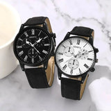 2PCS Set Couple Fashion Casual Leather Watches Ladies Simple Dial Quartz Wristwatches Dress Clock Montre Femme - Lootquake