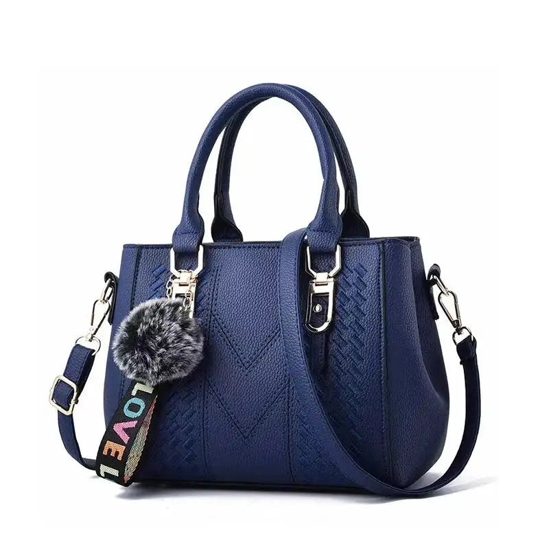 Embroidery Messenger Bags Women Leather Handbags Bags for Women Sac a Main Ladies hair ball Hand Bag - Lootquake