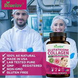 Suplemento de colágeno y glutatión: favorece la salud de la piel, el cabello, las uñas y los huesos. Es antioxidante.