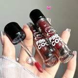 Dark Red Brown Mirror Lip Glaze Water Light Moisturizing Non-stick Cup Highly Pigmented Red Liquid Lipstick Lips Makeup Cosmetic