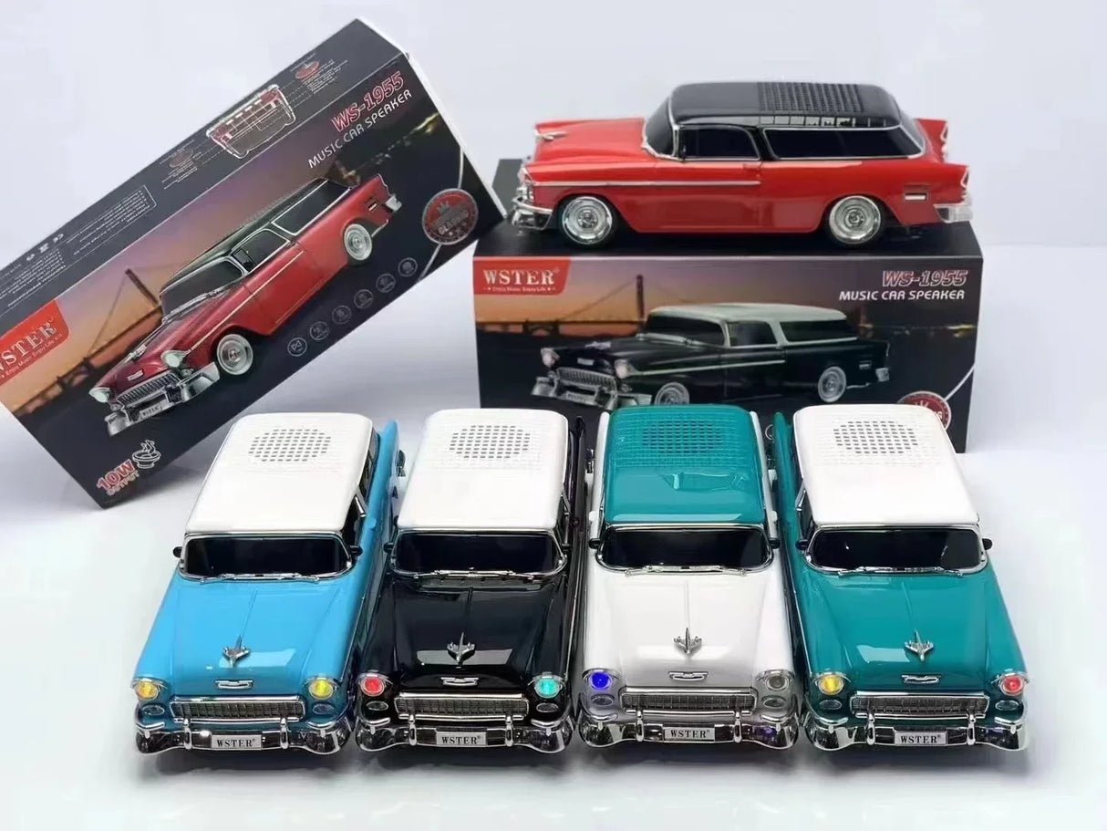 Enceinte Bluetooth sans fil pour PC, en forme de voiture classique, hi-fi, boombox, compatible radio FM, disque U, carte TF, AUX, cadeaux spéciaux, Caixa De Som