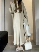 Sweater Long Dress For Woman Clothes Swing Casual Autumn Winter Knitted Korean Slim Long Sleeve Elegance Sweet Femal Clothing - Lootquake
