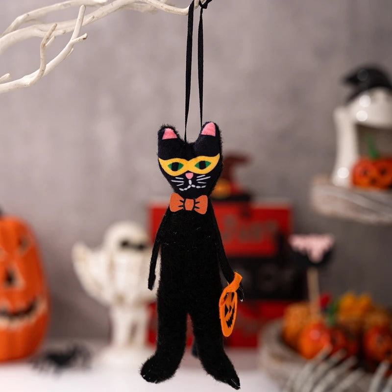 Décorations d'Halloween à suspendre, chat noir effrayant, citrouille, fantôme, tête de mort, chapeau de sorcière, chauve-souris, petits pendentifs, accessoires de décoration de vacances délicats