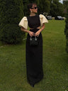 Elegant Puff Sleeve Long Dress For Women 2025 Sexy Hollow Out Waist Evening Party Dresses Female Vacation Lady Chic Beach Robe - Lootquake