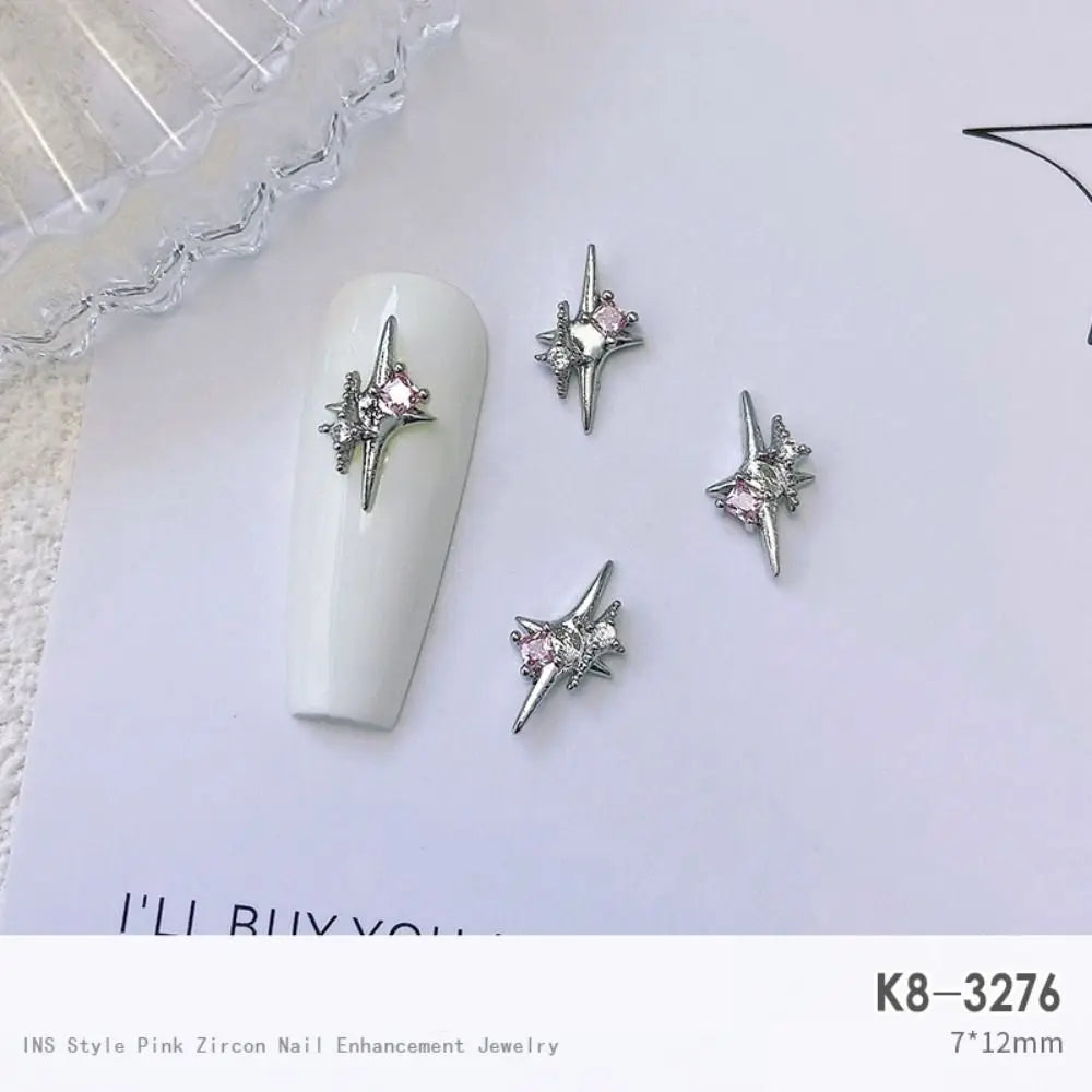 Light Luxury Charms Luxury Nails DIY Nail Charms Japanese Style Pink Jewel Nails Decor Manicure Ornaments Alloy