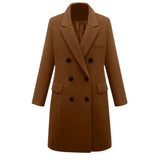 Autumn Winter Women's Woolen Jacket Long Windbreaker Double Breasted Slim Fit Coat - Lootquake