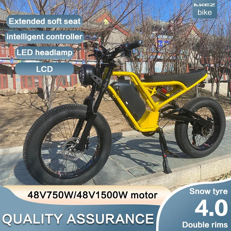 Bicicleta eléctrica AKEZ de 18 Ah, 1500 W, 48 V, para adultos, de 20 pulgadas, con freno hidráulico de aceite.