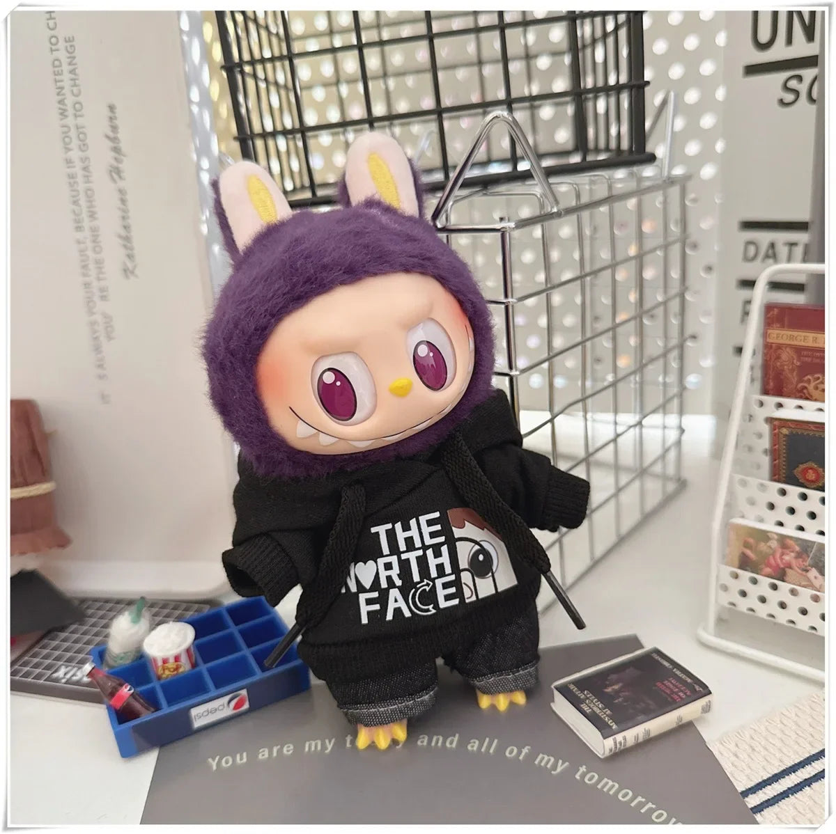 Vêtements de poupée Labubu, ensemble sweat à capuche et pantalon tendance, accessoires pour poupées Labubu Idol V1 V2, peluche universelle de 15/17 cm