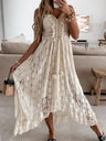 Vestido largo bohemio de verano para mujer, con encaje, cuello en V, mangas acampanadas, sexy, para fiesta, playa, boda