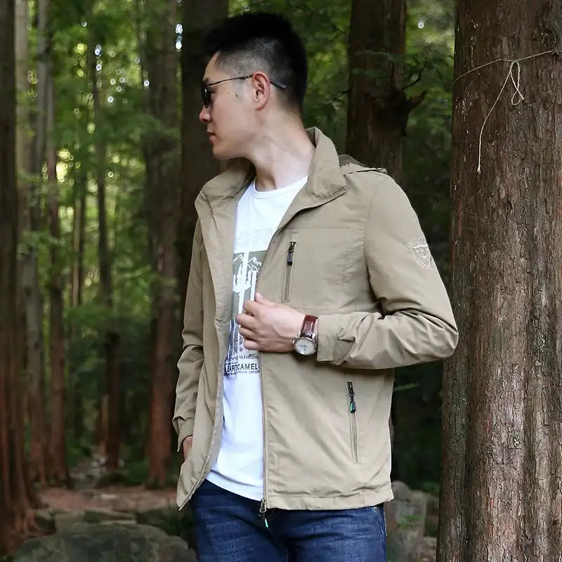 Outdoor Waterproof Jacket Men Breathable Quick Dry Hooded Jacket Coat Windbreaker Jacket Men Multi-Pockets Summer Windbreaker - Lootquake