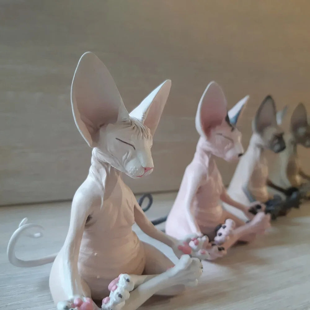 Meditation Yoga Happy Cat Whimsical Buddha Sphinx Cat Statue Art Deco Sculpture Outdoor Garden Statue