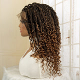 14" Burgundy Box Braids Wig | Full Lace | Kanekalon Fiber | Boho Braids | For Women