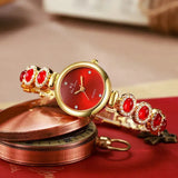 Famous Brand Women's Quartz Watches Luxury Green Gemstone Bracelet Watch Gift Female Wristwatch Dropshipping Relojes Para Mujer - Lootquake