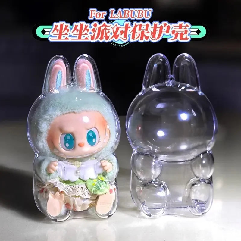 Étui de protection Labubu 17 cm Labubu V1V2V3, adapté au port de vêtements, étui de rangement en acrylique transparent, cadeaux DIY