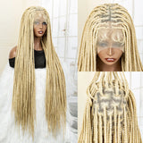 36" 613 Full Lace Knotless Box Braided Wig | Transparent HD Lace | Baby Hair | Synthetic Wig for Black Women