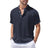 New Mens Henley Short Sleeve Casual Shirt Summer Cotton Shirts Beach Shirts Banded Collar Tshirts lightweight Shirts with Pocket - Lootquake