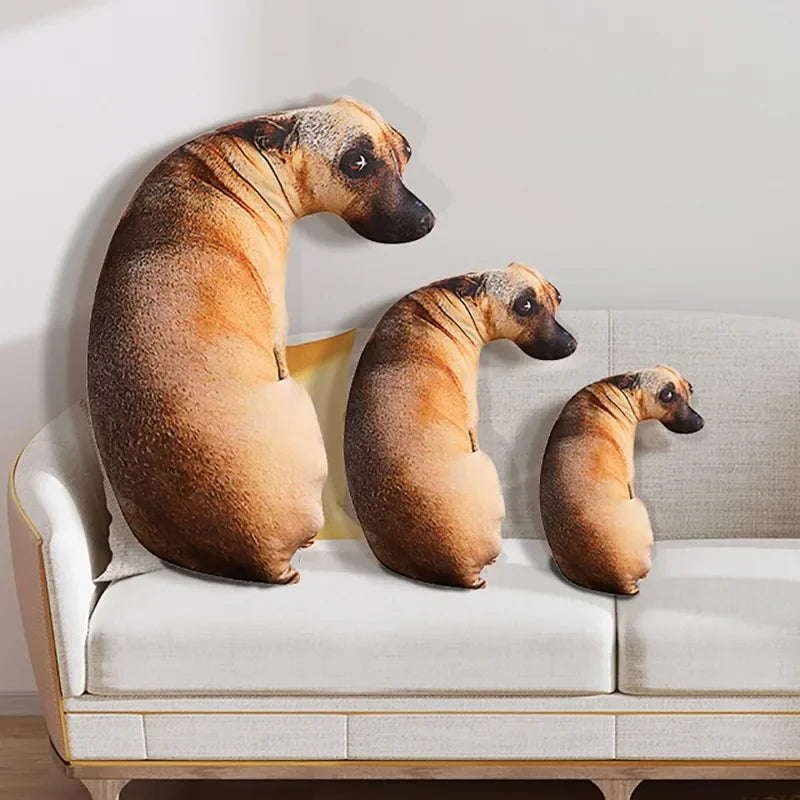 Cojín de perro 3D de peluche, muñeco de peluche realista, cojín para sofá, silla de oficina, decorativo, regalo creativo para el hogar