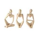 Y51A-3Pcs Minimalist Decor Abstract Thinker Statue Sculpture Set,Neutral Home Decor Mini Sandstone Thinker Figurines Easy To Use
