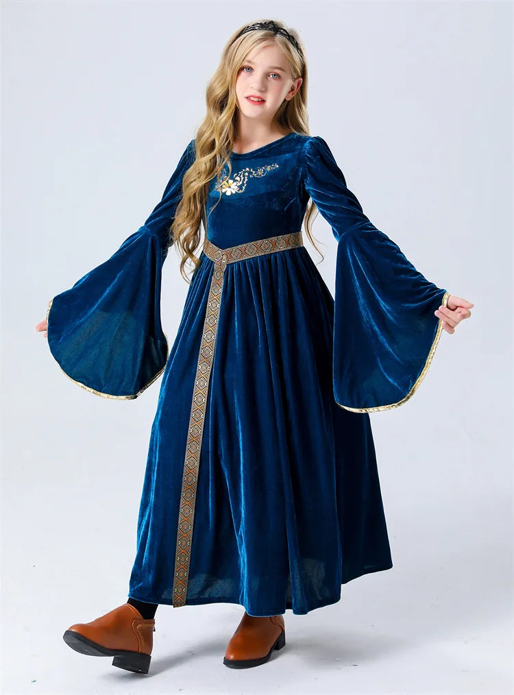 Halloween costume retro palace ball trumpet sleeves cosplay children's performance clothes European medieval costume complete