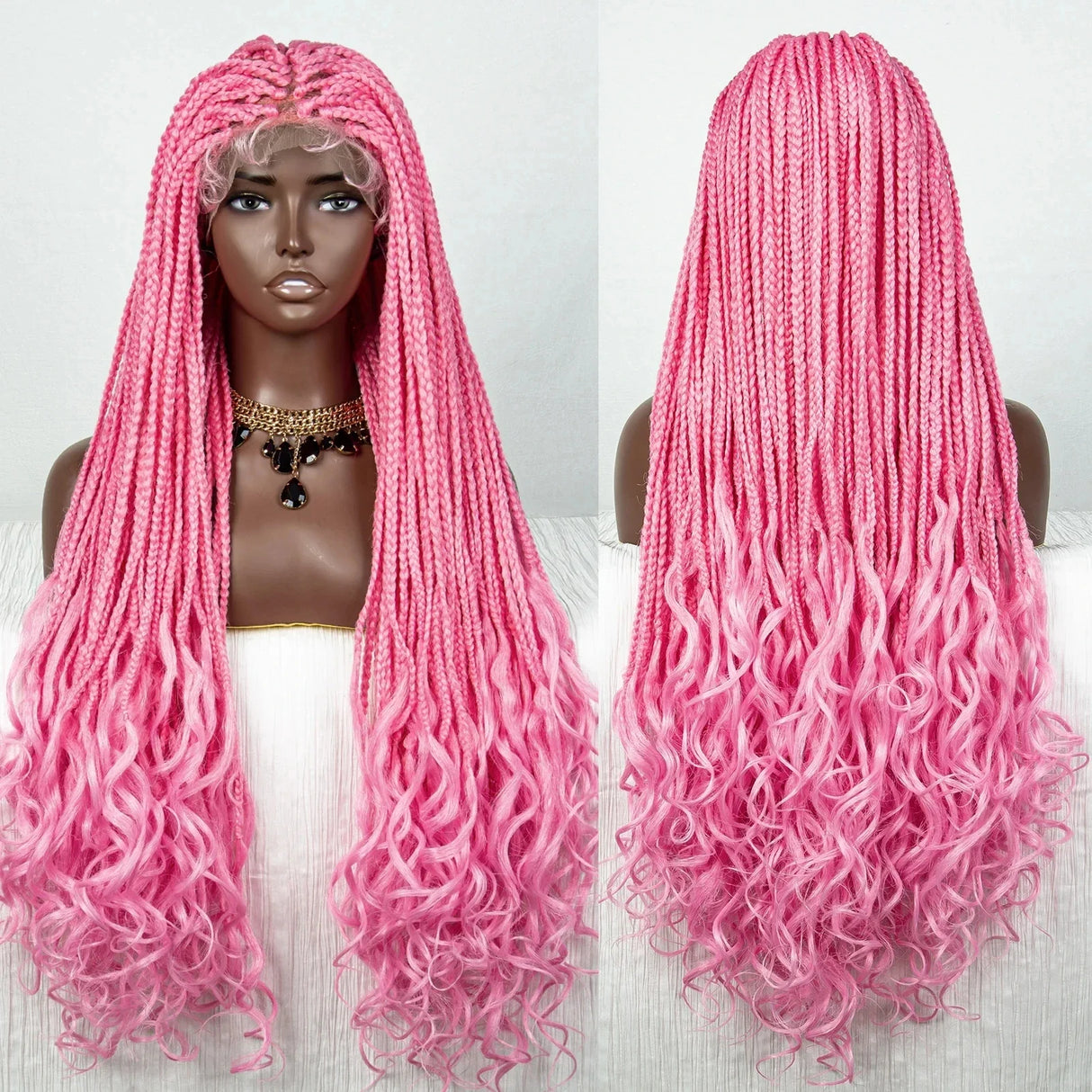 36" 613 Blonde Braided Wig | Lace Front | Baby Hair | Colored Braids